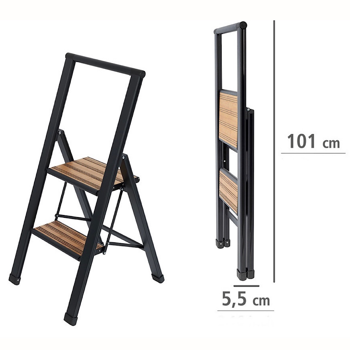 Escabeau Aluminium 2 Marches – Portée Max 125 Kg – Marque Brixo – Ref 7204